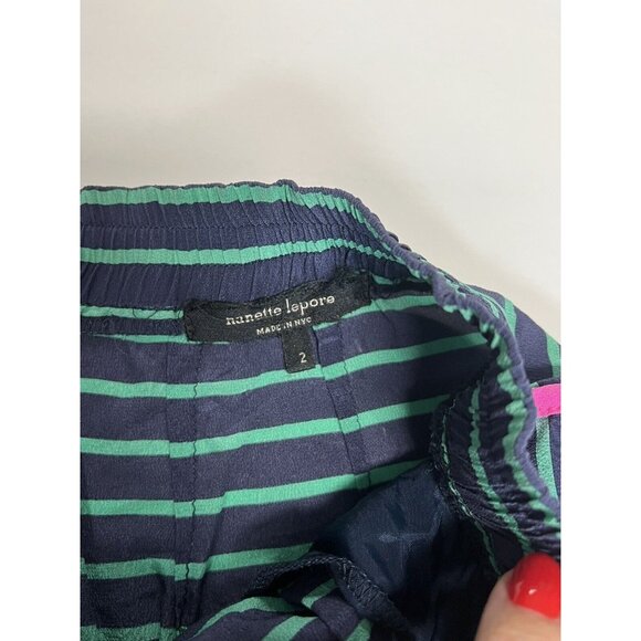 Nanette Lepore Striped Mini Skirt~Size 2~Navy/Green/Hot Pink~100% Silk L11 25 - Picture 7 of 9